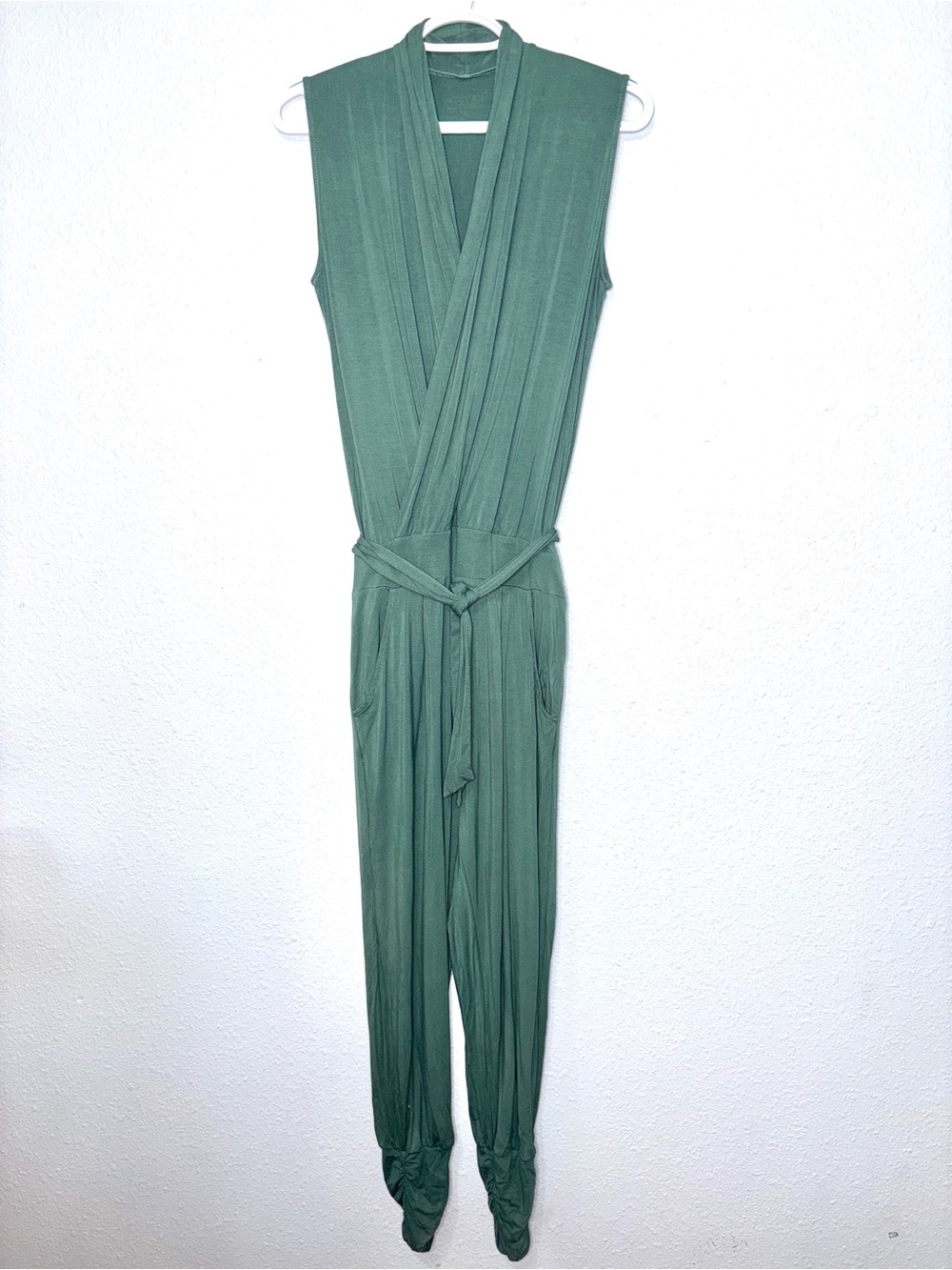 Les Lunes Stella Sleeveless Bamboo Wrap Jumpsuit Jade Green XS/S